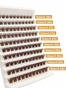 Sibeuna 110片裝 Espresso 濃縮咖啡色簇裝假睫毛，蓬鬆柔軟 D捲度，適合初學者，秋季開學旅行度假海灘款 - D - 查看 6