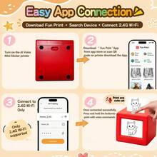 PRINHSJI AI Mini Printer, AI Voice Sticker Printer With Preview Screen, For Pictures, Photos, Study Notes, DIY Crafts & Creative Gifts, For Home, School, The Office, And Travel - Multicolor - View 6