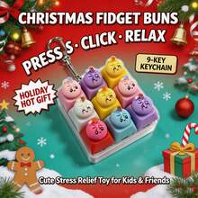 1 buah Keycap Clicker Fidget Dumpling, Gantungan Pereda Stres 9-Grid, Gantungan Tas untuk Anak Perempuan, Hadiah Halloween Natal untuk Tas Bingkisan - MultiWarna - View 9