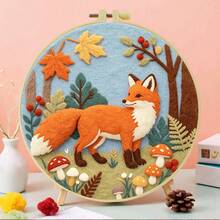 Needle Felting Kit For Beginners. 2D Flat Printing. Fawns, Foxes And Squirrels. For New & Skilled Crafters. DIY Wool Painting Set. Includes Foam Mat, Felt, Hoop & Guide. Handmade Home Decor Ornament. 20x20cm/7.87x7.87in. - 20x20cm/7.87x7.87in - View 14