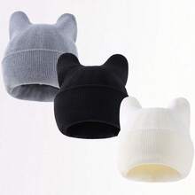 1/3 Top Men's New Cute Street Plush Hat Cat Ear Warm Ear Protection Knitted Hat Autumn And Winter - Multicolor - View 1