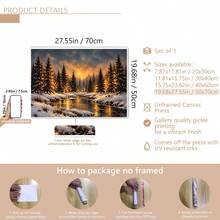 1件裝 Winter Glow 雪林風景藝術版畫，舒適冬季牆面藝術，聖誕老人 Yuletide 聖誕節主題，帆布牆飾，熱門冬季農舍風帆布海報，適合現代居家裝飾、房間、客廳、浴室、廚房、居家裝飾 - J - 查看 11