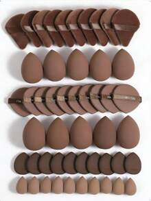 20/30 Pcs Combination Makeup Sponge Beauty Egg Set, Beauty Sponge, Professional Beauty Sponge Wholesale, Stock Up, Super Soft Concealer Sponge, Facial Makeup Tools, Suitable For Liquid Foundation, Powder Cake, Toner - Coffee Brown - View 1