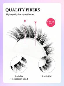 Asiteo 10 Pairs Of Luxurious Transparent Stem Cat Eye Fake Eyelashes - Natural Faux Mink, Fluffy, Reusable, And Lightweight For A Dramatic Eye Makeup Look - Perfect For Everyday Wear, Parties, And Special Occasions - Black - View 2