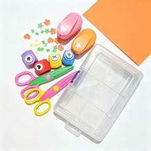 Paper Punch Craft Kit, ScrapbookingPunch + Wavy Edge Scissors +Colored Paper + Storage Box, StudentDIY Handmade Card Making Tools,Christmas Gifts & Back-To-SchoolSupplies - 2pcs Standard Small Embossers [Random Shell Color] + 2pcs Scalloped Scissors + Storage Box - View 10