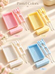 1pc Multi-Color Cute Bow Double-Needle Fuse Bead Tweezers + Plastic Bead Sorting Storage Tray Set, Labor-Saving DIY Pixel Art Perler Bead Craft Materials, Suitable For Beginners - Multicolor - View 6