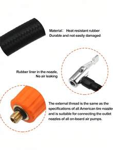 1pc Car Air Pump With M6 Threaded Air Hose, Equipped With Quick-Operation Handle Connector, Easy To Operate, Tool-Free Installation, Suitable For Cars, Motorcycles, Bicycles And More - Multicolor - View 2