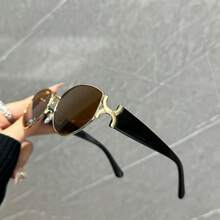 1pc Women's New Old Money Style Tea Color Vintage Cat Eye Glasses Frame, Commute Versatile Eyewear - Multicolor - View 7