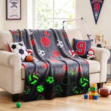 1pc Basketball Football Baseball Glow Blanket, Soft Flannel Blanket, Suitable For Sofa, Living Room, Bedroom And Outdoors, Holiday Decoration Gift, Perfect For Teenagers And Adults Gifts - Multicolor - View 13