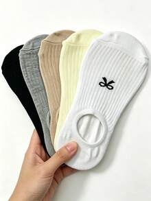 5/10 Pairs Cute Cat Bow Heart Invisible Socks, Multi-Pack Women's Non-Slip Low-Cut Boat Socks - Multicolor - View 3