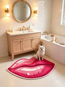 1pc Christmas New Style Personalized Lip Shaped Fluffy Decorative Rug, Red Lip Art Carpet For Living Room Bedroom Decor, Autumn Winter Minimalist Decorative Blanket, Decorative Rug, Bedroom Decor, Small Rug, Carpet, Home Decor, Living Room Rug, Living Room Small Rug, Bedroom Rug, Living Room Home Decor - Multicolor - View 4
