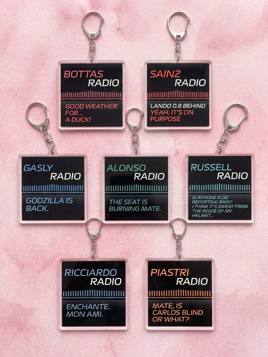 1 buah/7 buah Gantungan Kunci Akrilik Kutipan Radio Tim F1, Menampilkan Kutipan Radio Klasik dari Bottas, Sainz, Gasly, Alonso, Russell, Ricciardo, Piastri, dan Lainnya, Gantungan Tas Modis dan Merchandise Balap, Cocok untuk Kembali ke Sekolah, Pertemuan Penggemar Balap, Pemakaian Sehari-hari, dan Hadiah untuk Penggemar - MultiWarna - View 1