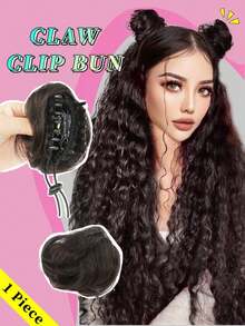 Heat-Resistant Fiber 4-Inch Straight Hair Claw Clip Bun Clip - Multicolor - View 1
