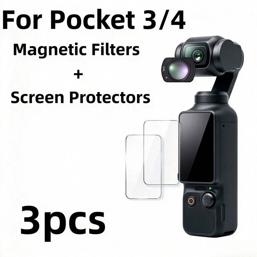 Set For Pocket 3/4: Includes 1 Magnetic Filter And 2 Camera Screen Protectors, With 4 Filter Options Available.