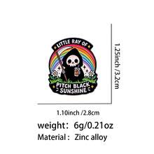 Cartoon Skeleton Death Lapel Pin, Funny Slogan "Little Ray Of Pitch Black Sunshine" Enamel Brooch, Metal Skull Badge For Backpack Jacket Hat, Fun Gift - Multicolor - View 12