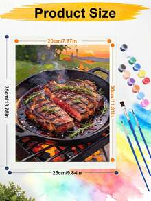 DIY Paint By Numbers Kit, Grilled Steak With Rosemary At Sunset, Oil Painting Canvas Wall Art Home Decor Gift - A - View 7