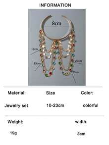 imoli 1pc/Bohemian Style Multi-Layer Metal Geometric Circle Rhinestone Chain Star Tassel Arm Bracelet, Suitable For Women Holiday Bikini Party Body Accessory Jewelry - 29847-bra-g-5-eP - View 9