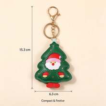 1Pc Cute Y2K Christmas Tree Keychain, Aesthetic Kawaii Santa Claus Charm, Coquette PU Leather Pendant For Bags - Multicolor - View 10
