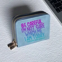 Funny Letters Print Card Holder Lightweight Fashionable Wallet Suitable For Daily Use For Women Double Zipper Mini Wallet Purse Wallet Card Wallet - Multicolor - View 7