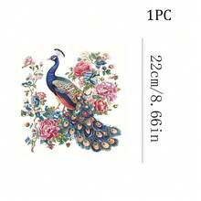 1/2/3pcs Romantic Peony Flower Peacock Pattern Heat Transfer Stickers, Washable And Iron-On, Suitable For DIY T-Shirts, Sweatshirts, Hoodies, Jeans, Backpacks, Pillows, Holiday Decorations - Multicolor - View 3