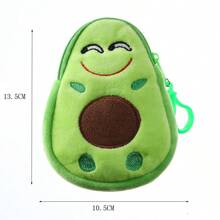 1pc Cute Cartoon Avocado Plush Coin Purse, Funny Expression Small Change Pouch, Mini Zipper Wallet, Backpack Charm Keychain Accessory - Multicolor - View 9