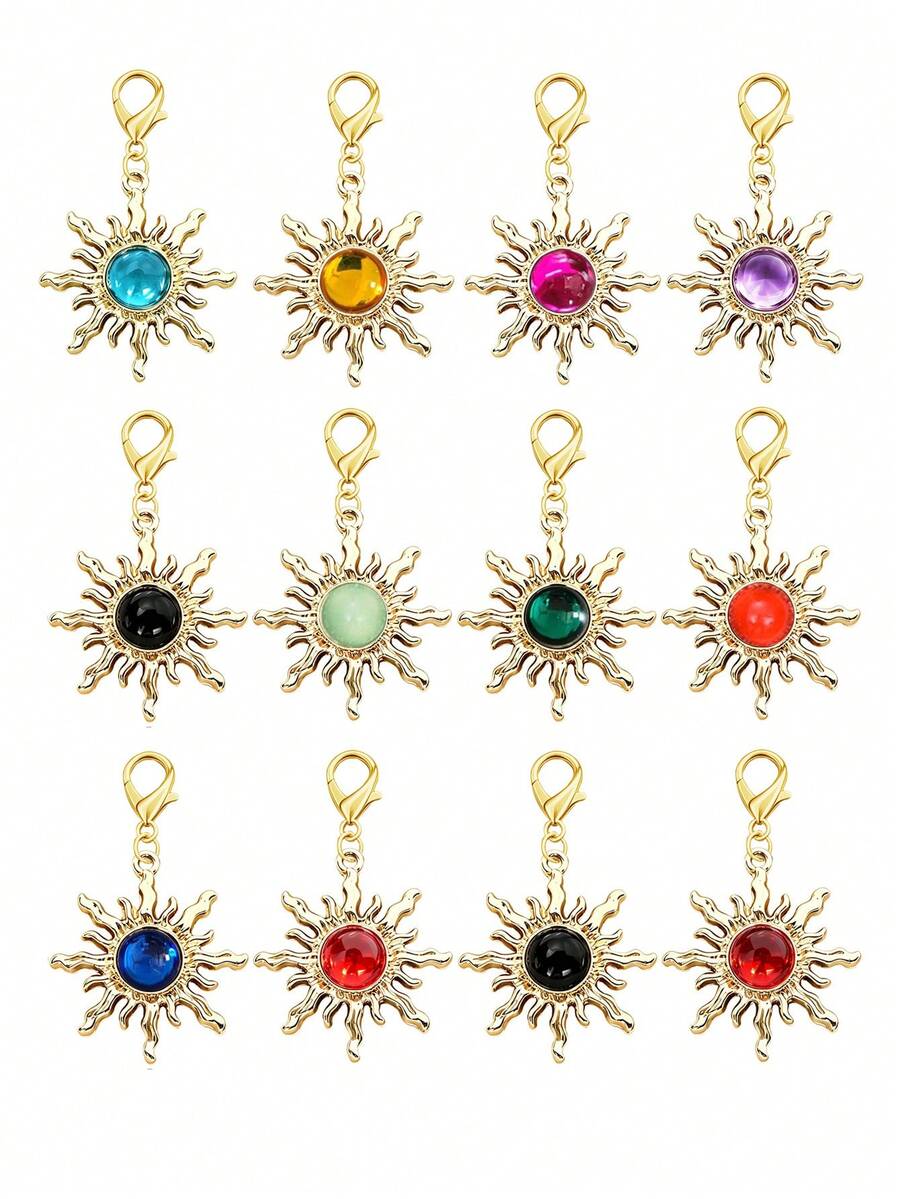 10/20pcs Baroque Transparent Jelly Color Gemstone Sunflower Lobster Clasp Pendant DIY Necklace Bag Keychain Decoration Charm - Sunflower - View 1