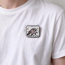 Cute Raccoon Jimothy Enamel Pin, Hand Drawn Style Animal Lapel Brooch, Star Grass Pattern Badge For Backpack Jacket Hat, Cute Gift For Man Women - Multicolor - View 11