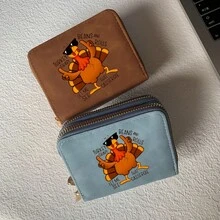 Thanksgiving Print Card Holder Lightweight Fashionable Wallet Suitable For Daily Use For Women Double Zipper Mini Wallet Purse Wallet Card Wallet - Multicolor - View 6