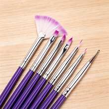 5pcs/7pcs Nail Art Brush, Paint Pen Thread Pen Gradient Smudging Pen Nail Pen Set, Nail Art Home Salon Nail Design Tool (Purple,Black) - Multicolor - View 4