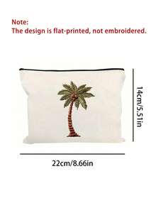 Coconut Tree Print Makeup Bag,Organizing Bag, Coin Purse, Palm Tree Toiletries Storage Bag, Gift For Birthday, Saudi National Day - Multicolor - View 11