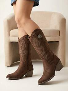 Women Mid-Calf Boots - Brown - View 3