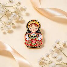 Cute Matryoshka Doll Enamel Pin, Russian Nesting Doll Lapel Brooch, Folk Art Decor Badge For Backpack Denim Jacket Hat, Lovely Gift For Man Women - Multicolor - View 4