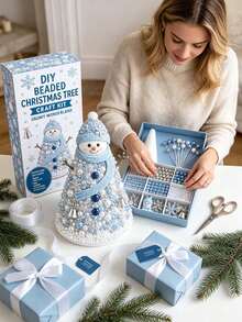 1pc Christmas Style DIY Handmade Kit, Cone-Shaped Beaded Christmas Tree Making Set, Handmade Art DIY Ornament Craft, Christmas Tabletop Decor Set, Winter Holiday Family Activity And Christmas Gift, Christmas Decoration - Multiple Colors and Styles - View 6