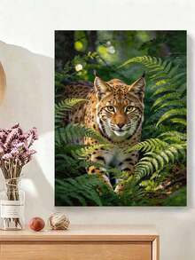 مجموعة الرسم بالأرقام DIY، لوحة زيتية على قماش للرسم على الجدران، غابة السرخس مع الوشق البري، ديكور منزلي وهدية - A - مشاهدة 2