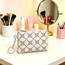 Vintage Floral Zipper Coin Purse With Key Ring Card Holder Small Pouch - Multicolor - View 5