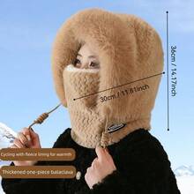 1pc Winter Thermal Lined Thick Hat, Hat Face Mask Scarf All-In-One, Windproof Face And Neck Protection, Plush Warm Skin-Friendly, Versatile For Outdoor Cycling And Commuting - Hat and Scarf Set - View 3