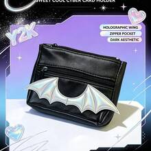 Y2K Gothic Bat Wing Women's Mini Wallet, Multi-Layer Card Holder, Multi-Zipper Coin Purse, Portable Key Fob Bag, Can Store Cards, Keys And Coins, Compact Daily Use Gothic Style Handheld Storage Bag - Multicolor - View 6