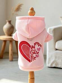 PETCIRCLE 1pc Pet Clothes Dog Apparel Small Dog Hoodie Sweatshirt - Sweetie Pie Hoodie - Pink - View 1