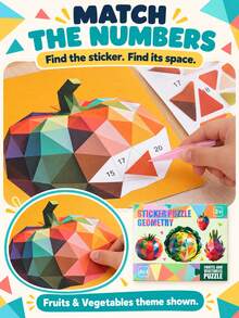 Children's 3D Geometric Sticker Puzzle Book, 5 Theme Animal Dinosaur Ocean Vehicle Fruit Mosaic Art Craft Set, Montessori Educational Learning Toy, 3+ Years - Multicolor - View 3