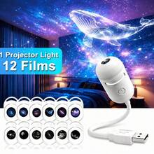360° Rotating High-Definition Smart 5D Starry Sky Projector Night Light, Smart Lamp With 3/12 Random Projection Film Slides, Galaxy Sky Light With Detachable Pattern Plates, USB Powered Portable LED Projector, Suitable For Bedroom, Living Room, Ceiling, Wall, Home Decor, Christmas Gift - G303 - View 2