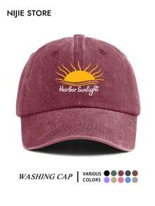 1PC Letter Theme Harbor Sunlight Print Baseball Cap, Washed Vintage Baseball Cap, Fashionable Hat, Adjustable Size Multi-Functional Women's Baseball Cap, Suitable For Daily Outings, Best Friend Gatherings, Music Festivals, Anime Conventions, Travel Vacations, Outdoor Sports And Other Occasions, Creative Gift For Friends And Family - A - View 12