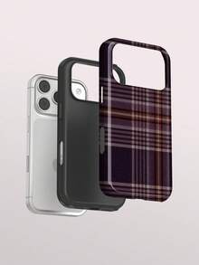 KOOLIFE 復古格紋經典風手機殼，相容 iPhone 18 Pro Max、17 Pro Max、16 Pro Max、15 Pro Max、14、13、12、11 - 深紫色格紋 - 查看 4