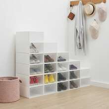 20Pcs Clear Plastic Shoe Storage Box, Stackable Foldable Boxes,Trainers Organiser - White - View 12