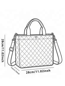 1 buah Tas Tote Motif Garis Berwarna-warni dengan Pola Berlian, Kancing Jepret, Tali Selempang yang Dapat Dilepas, Tas Bahu Serbaguna Kapasitas Besar untuk Perjalanan, Festival Musik - MultiWarna - View 6