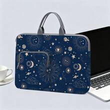 Blue & White Wave Print Laptop Bag/Briefcase - Made Of Soft Fabric, Compatible With Various Laptops And Tablets, Equipped With External Zipper Pocket And Fixed Handle, Large Capacity Storage, Balancing Protection And Portability, Suitable For Work, Study And Travel, Essential For Daily Commute - Multicolor - View 9