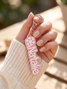 Custom Alien Name Keychain, Snowflake Pattern, Personalized Keychain, Suitable For Backpack, Gift, Christmas Gift - Multicolor - View 6