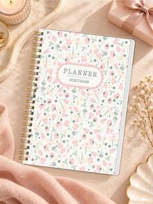 1pc 2027-2028 A5 Planner Notebook, Gold Spiral Binding With Weekly & Monthly Calendar Layout For Desk Organization, Work Planning & Personal Schedules, Office Decor, Office Desk Accessories, Christmas Gifts - A - View 2