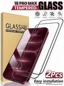 2pcs [2026 New] 9H Tempered Glass Screen Protector, Compatible With IPhone 18/18 Pro/18 Pro Max/17/17 Pro/17 Pro Max/17 Air/16/16 Plus/16 Pro/16 Pro Max/15/15 Pro Max/14/14 Plus/13/13 Mini/12/12 Mini/11 Pro Max/X/XS/XR, High Definition Transparent Anti-Scratch Bubble-Free - Clear - View 1