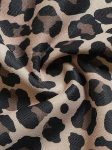 Women Elegant Leopard Print Wide Leg Pants Fall Winter Christmas Side Stripe Casual Trousers - Multicolor - View 4
