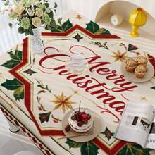 New Vintage Christmas Tablecloth, Merry Christmas, Christmas Dining Tablecloth, Christmas Atmosphere Tablecloth, Rectangular Dining Table Cover, Suitable For Christmas Family Party, Home Decor - Multicolor - View 3